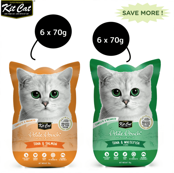 Kit Cat Tuna and Salmon Fish and Tuna and White Fish Cat Wet Food Combo