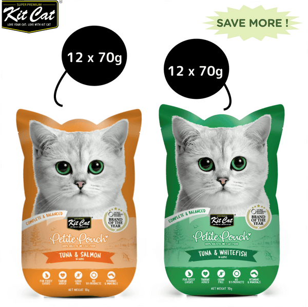 Kit Cat Tuna and Salmon Fish and Tuna and White Fish Cat Wet Food Combo