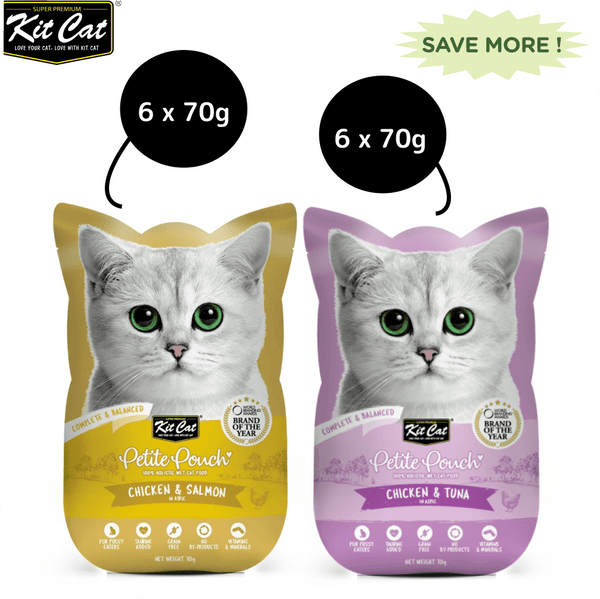 Kit Cat Chicken and Tuna and Chicken and Salmon Cat Wet Food Combo