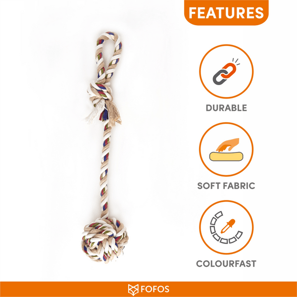 Fofos Flossy Rope Toy with Ball for Dogs