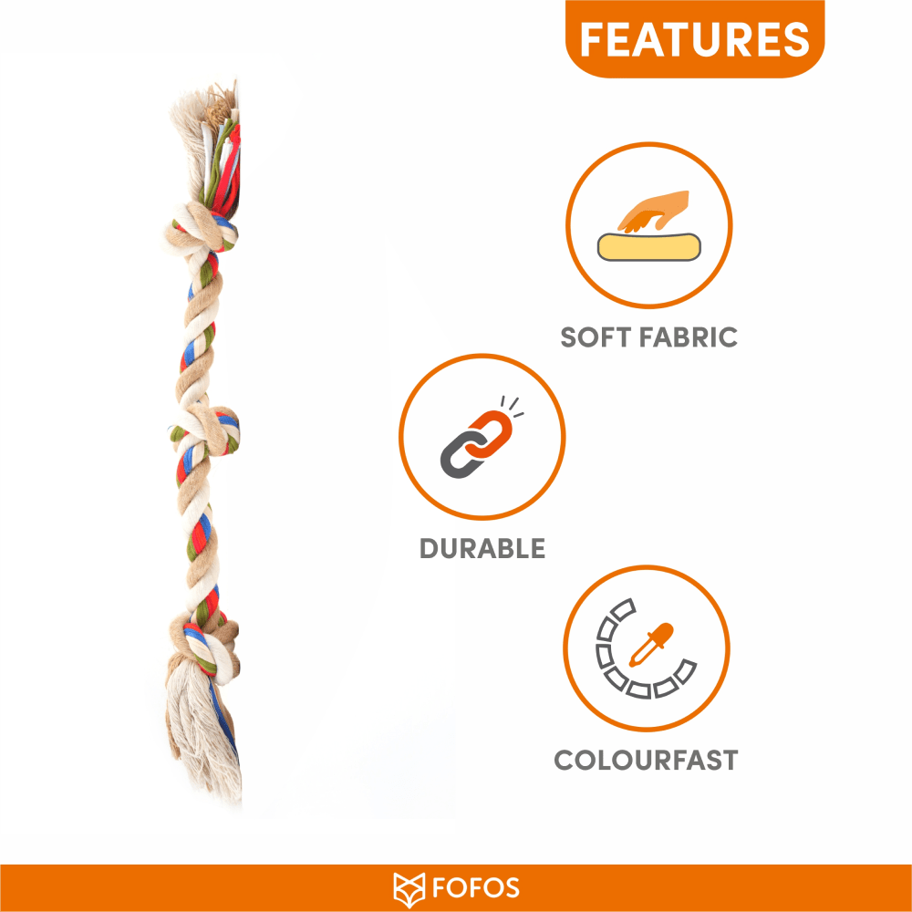 Fofos Flossy Three Knots Rope Toy For Dogs