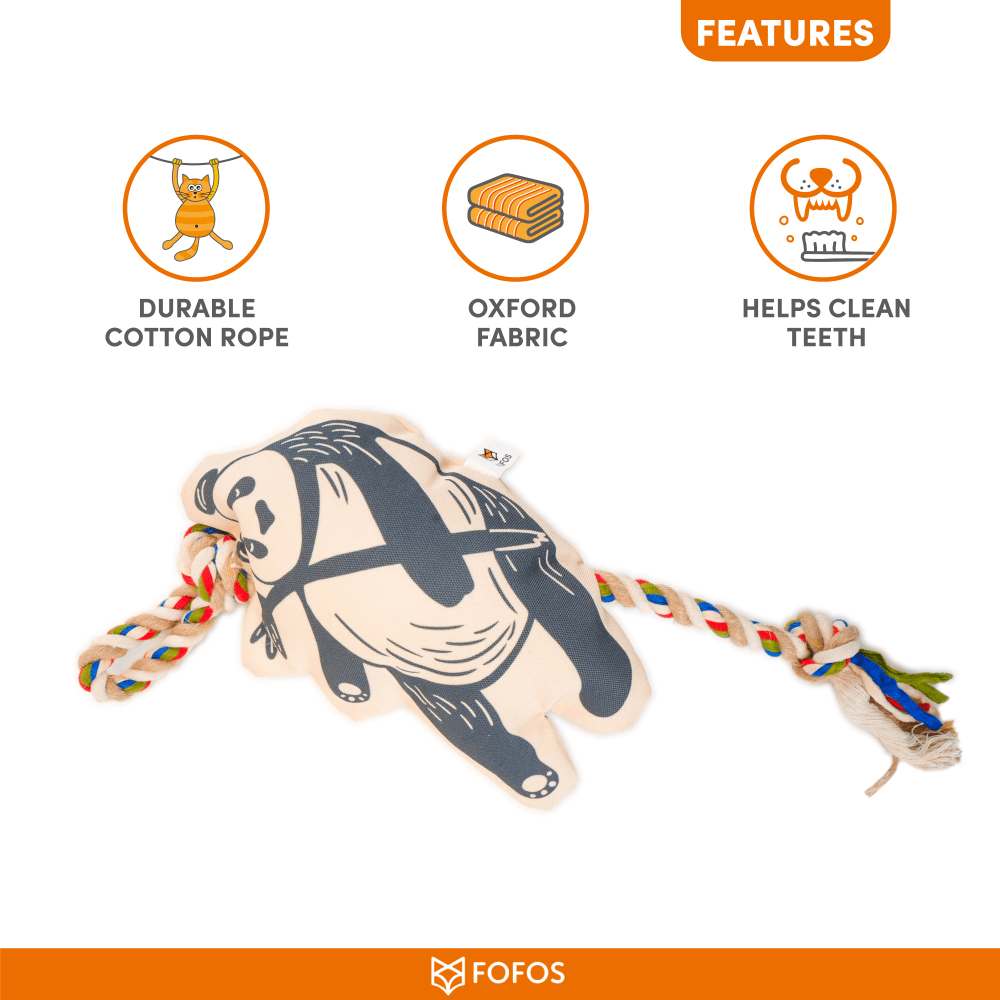 Fofos Flossy Rope Toy With Panda for Dogs