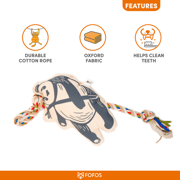 Barkbutler x Fofos Flossy Rope Toy With Panda for Dogs
