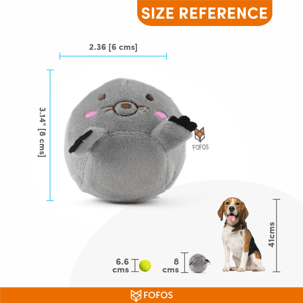 Fofos Slow Rising Animal Toy Set for Dogs (Grey) | For Soft Chewers
