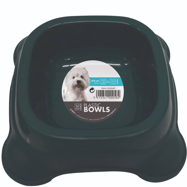 M Pets Plastic Single Bowl for Dogs (Grey)