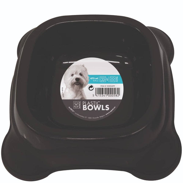 M Pets Plastic Single Bowl for Dogs (Grey)