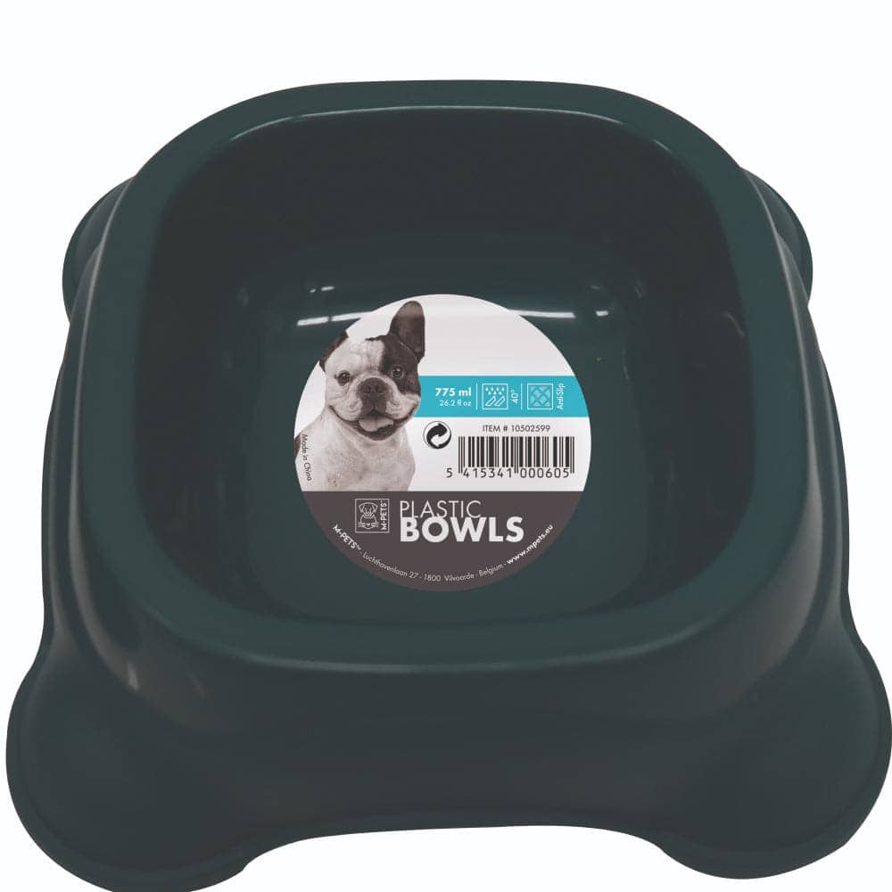 M Pets Plastic Single Bowl for Dogs (Grey)