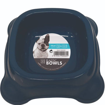 M Pets Plastic Single Bowl for Dogs (Blue)