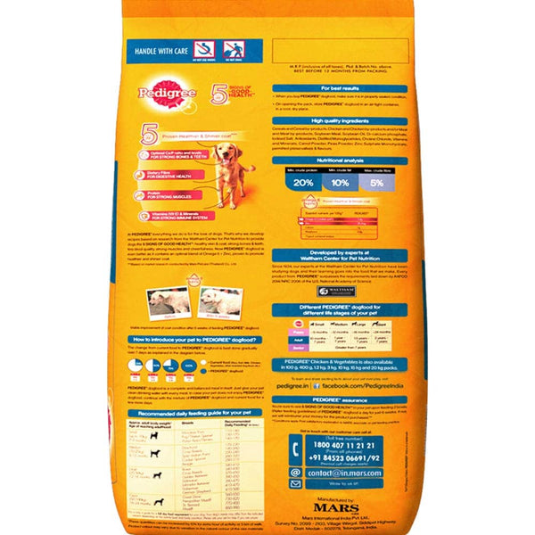 Pedigree Chicken & Liver Chunks in Gravy Pouch Adult Wet Food and Chicken & Vegetables Adult Dog Dry Food Combo