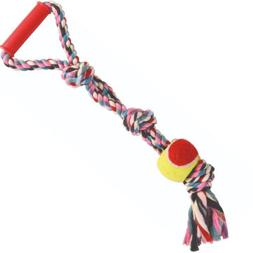 Trixie Playing Rope with Tennis Ball Toy for Dogs (Multicolor)