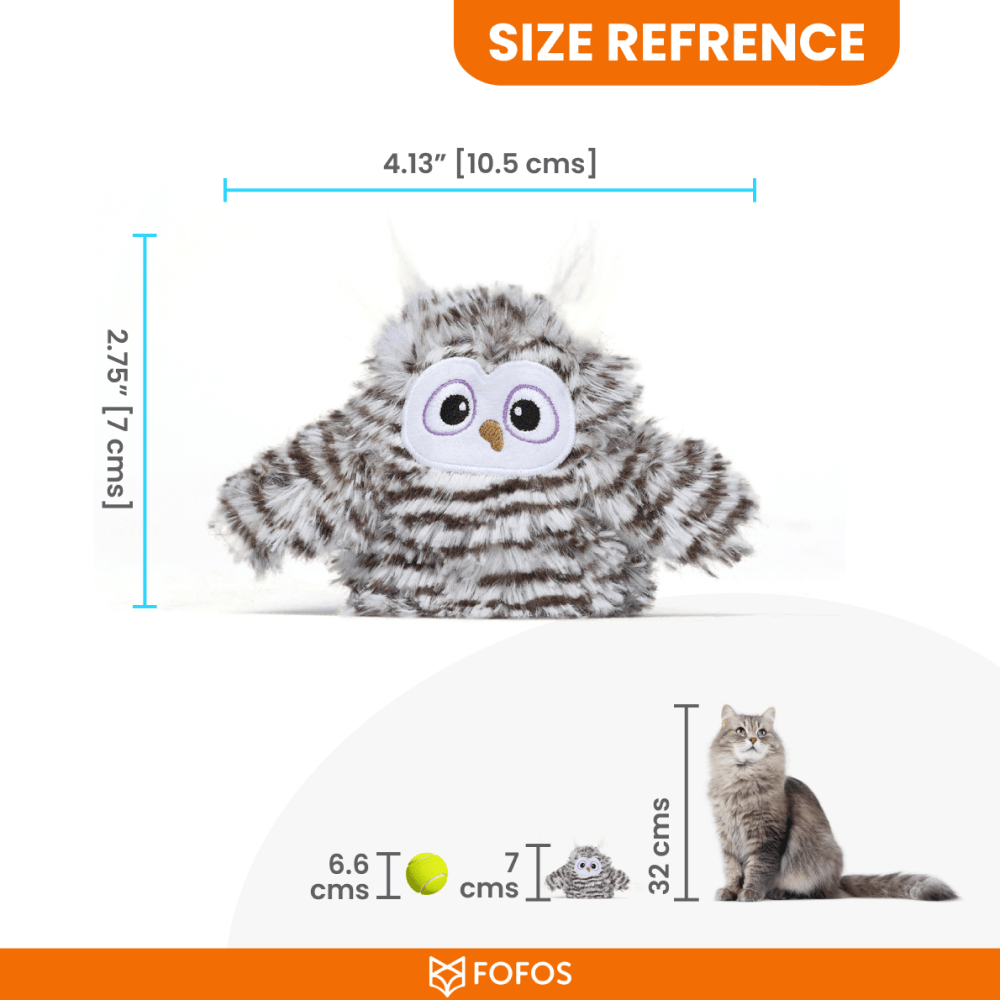Barkbutler x Fofos Flapping Owl Chirping Interactive Toy for Cats (Brown) Cats-Toys Barkbutler