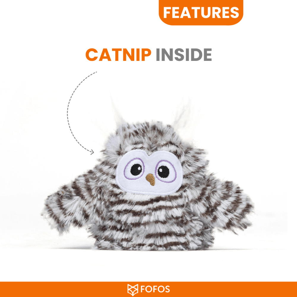 Barkbutler x Fofos Flapping Owl Chirping Interactive Toy for Cats (Brown) Cats-Toys Barkbutler