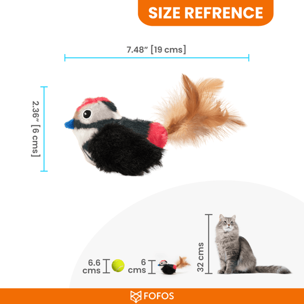 Barkbutler x Fofos Black Bird with Catnip Balls Interactive Toy for Cats (Black)