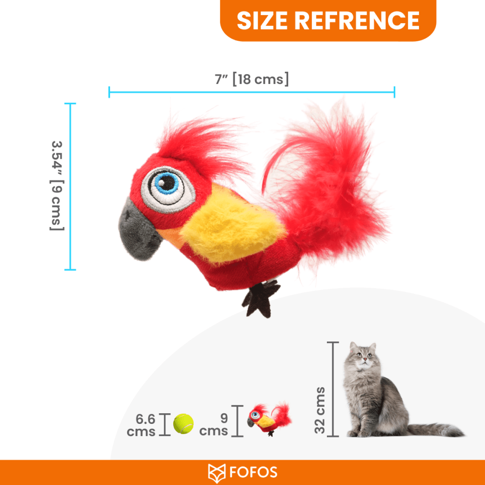 Barkbutler x Fofos Parrot with Catnip Balls Interactive Toy for Cats (Red) Cats-Toys Barkbutler