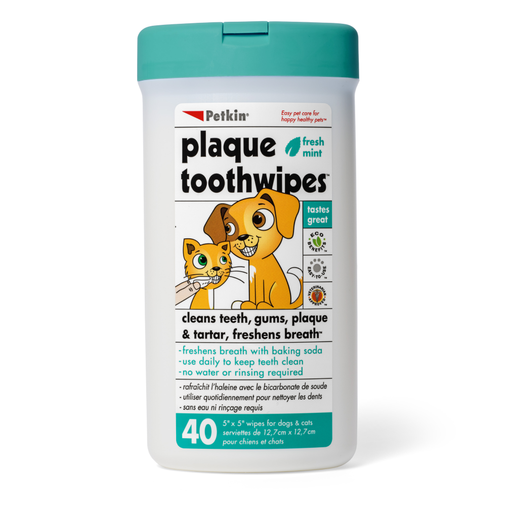 Petkin Plaque Fresh Mint Toothwipes for Dogs Both-Health & Wellness Petkin 40 Wipes