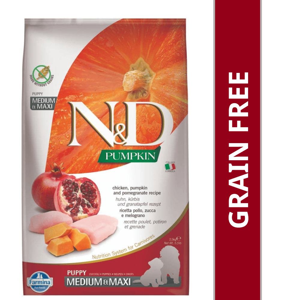 Farmina N&D Pumpkin Chicken & Pomegranate Grain Free Puppy Medium Maxi Dog Dry Food