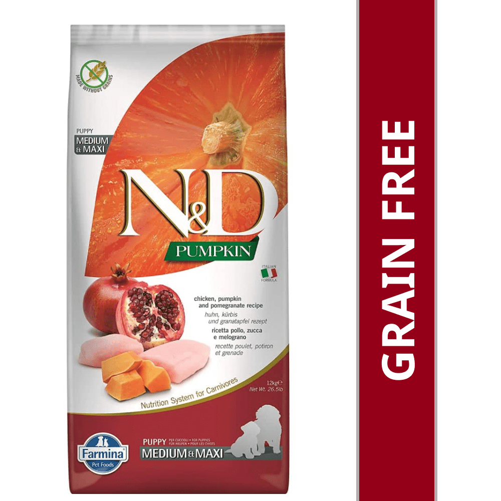 Farmina N&D Pumpkin Chicken & Pomegranate Grain Free Puppy Medium Maxi Dog Dry Food