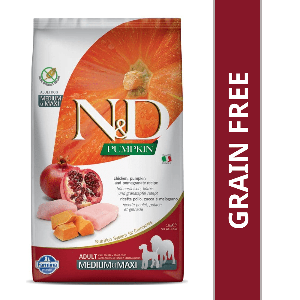 Farmina N&D Pumpkin Chicken & Pomegranate Grain Free Adult Maxi Medium Dog Dry Food (Limited Shelf Life) Dogs- Dry Food Farmina N&D 2.5kg