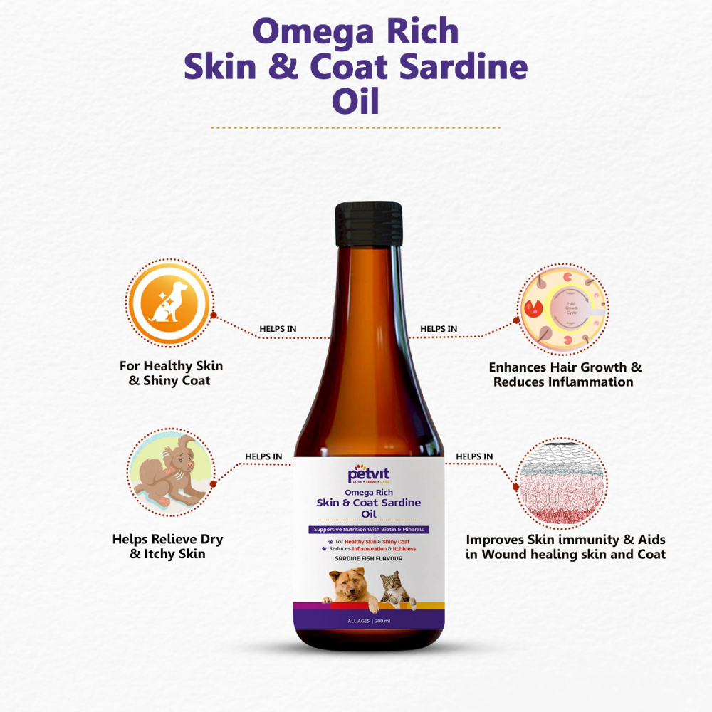 Petvit Omega Rich Skin & Coat Sardine Oil for Dogs and Cats