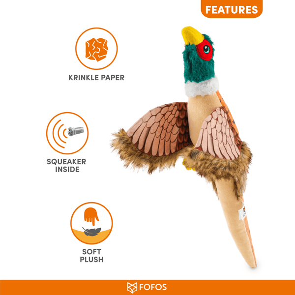 Barkbutler x Fofos Plush Pheasant Toy for Dogs | For Soft Chewers