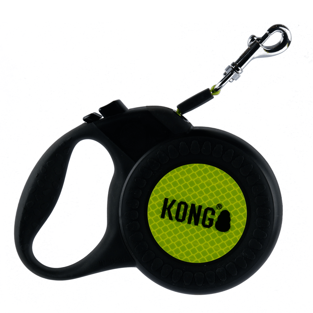Kong Reflective Retractable Leash for Dogs and Cats (Neon Yellow)