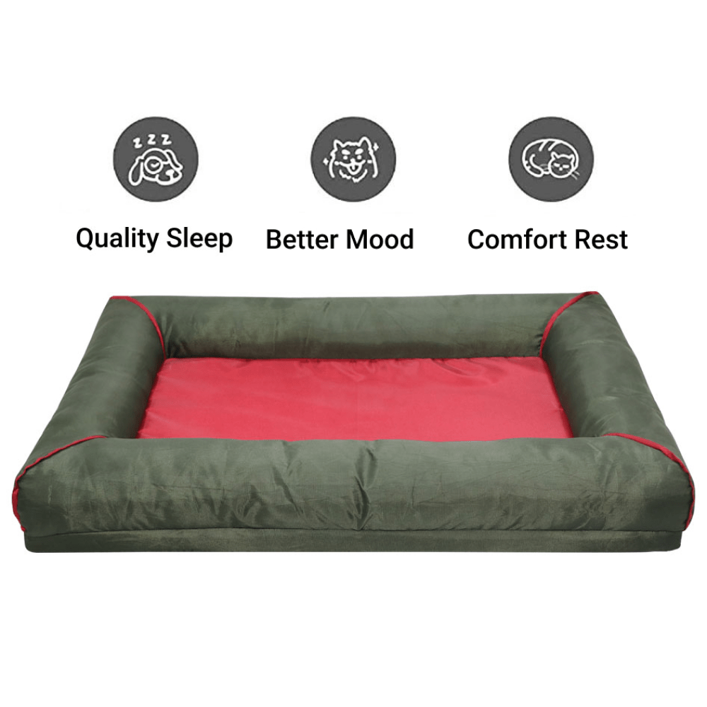 Hiputee Canvas Waterproof Portable Washable Bed for Dogs and Cats (Green Red)