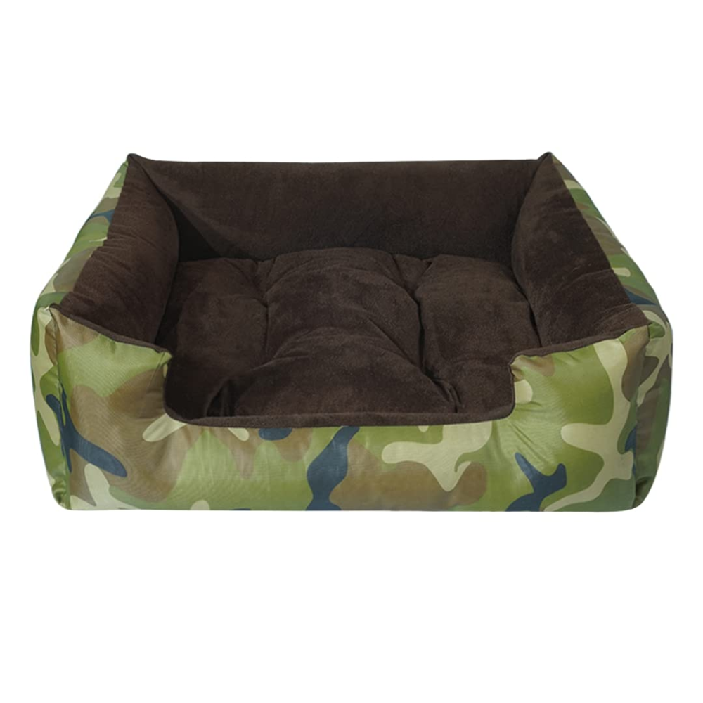 Hiputee Polyester Canvas Velvet Fabric Rectangular Bed for Dogs and Cats (Armyprint)