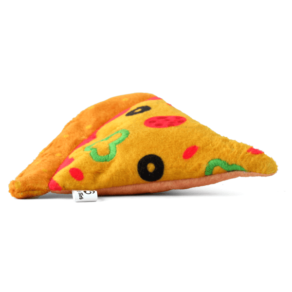 Goofy Tails Food Buddies Pizza Slice Plush Toy for Dogs | For Soft Chewers (Yellow)