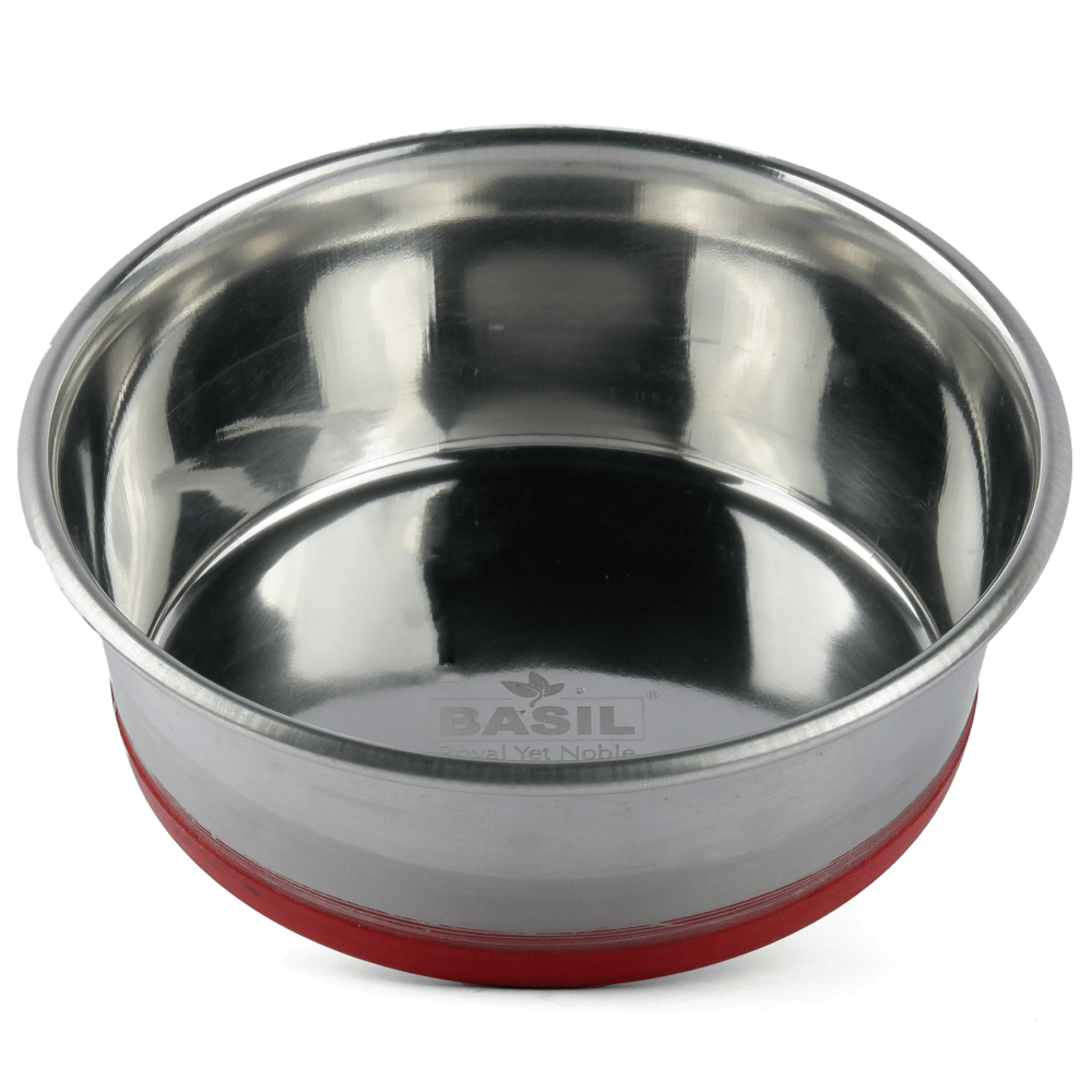 Basil Heavy Dish with Silicon Bowl for Dogs (Maroon) Dogs-Bowls & Feeders Basil 1800mL