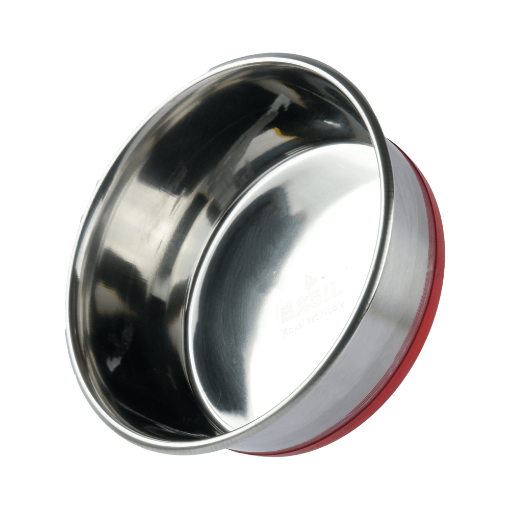 Basil Heavy Dish with Silicon Bowl for Dogs (Maroon) Dogs-Bowls & Feeders Basil