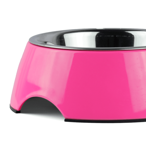 Basil Double Melamine Bowl Dinner Set for Dogs and Cats (Pink)