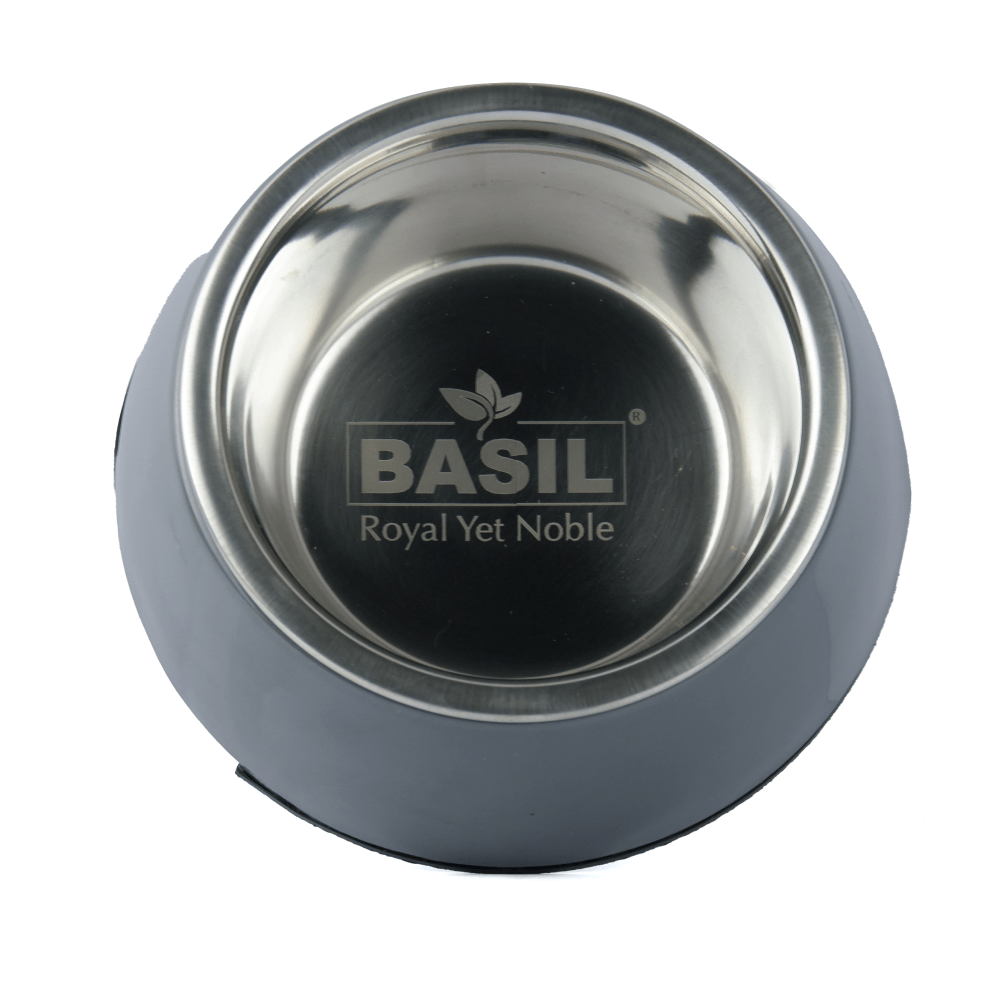 Basil Solid Color Melamine Bowl for Dogs and Cats (Grey)
