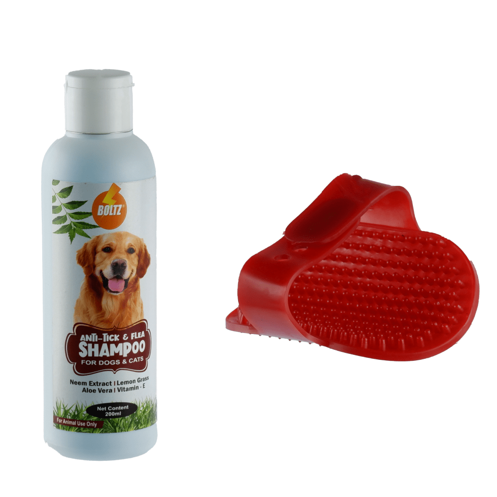 Boltz Anti Tick & Flea Shampoo with Brush for Dogs