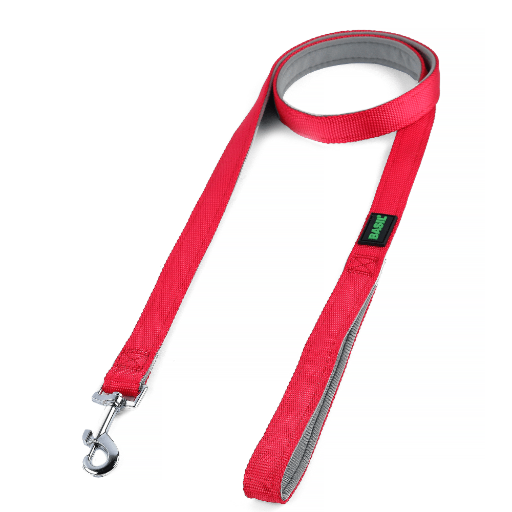 Basil Nylon Padded Leash for Dogs (Red)