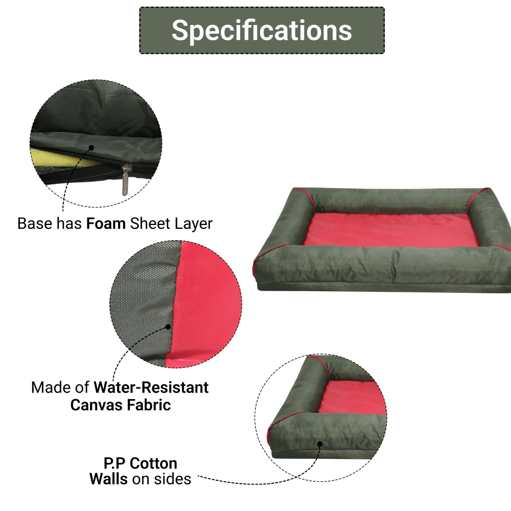 Hiputee Canvas Waterproof Portable Washable Bed for Dogs and Cats (Green Red)