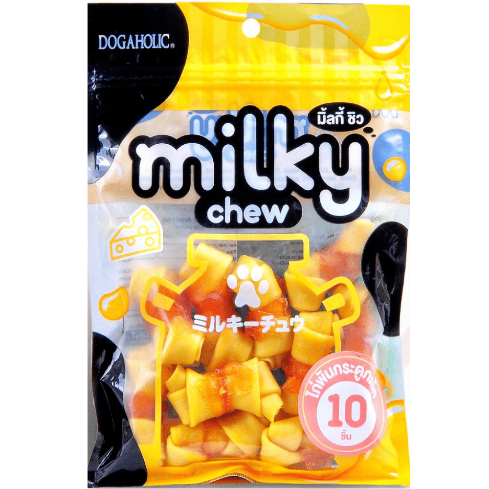 Dogaholic Milky Chew Cheese Chicken Bone Style and Stick Style Dog Treats Combo (1+2)
