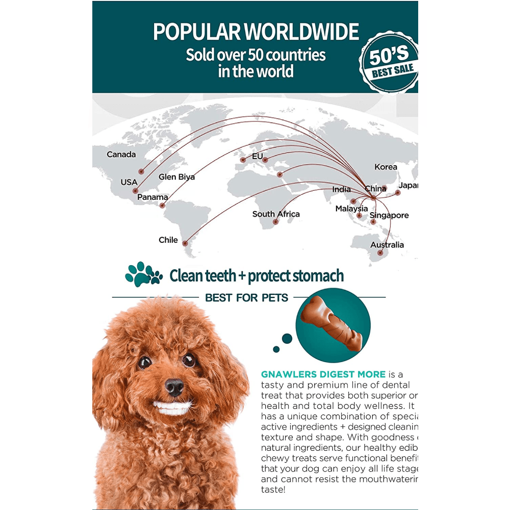 Gnawlers Digest Plus Prebiotics More Dental Chew Bone for Dogs Dog Treats + Others Gnawlers