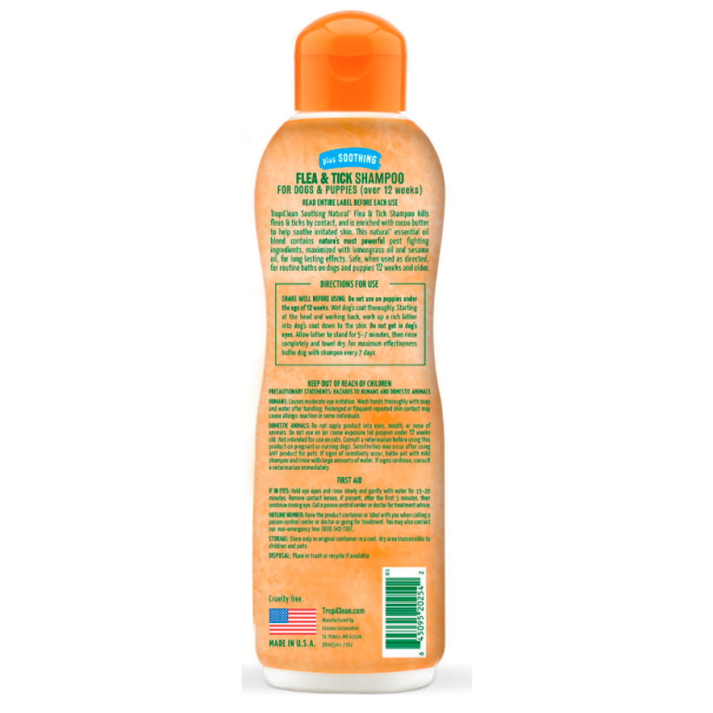 Tropiclean Natural Flea and Tick Plus Soothing Shampoo for Dogs