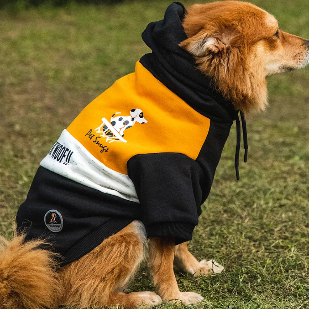 Pet Snugs Basketball Print Sweatshirt For Dogs (Mustard White & Black)