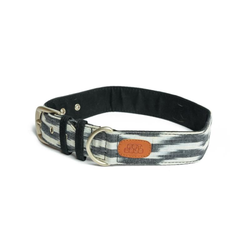 PetWale Ikat Print Belt Collar for Dogs (Black & White)