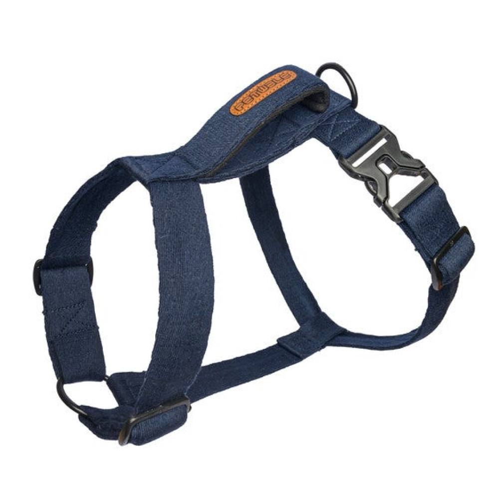 PetWale Cotton Adjustable Dog H-Harness (Navy Blue)