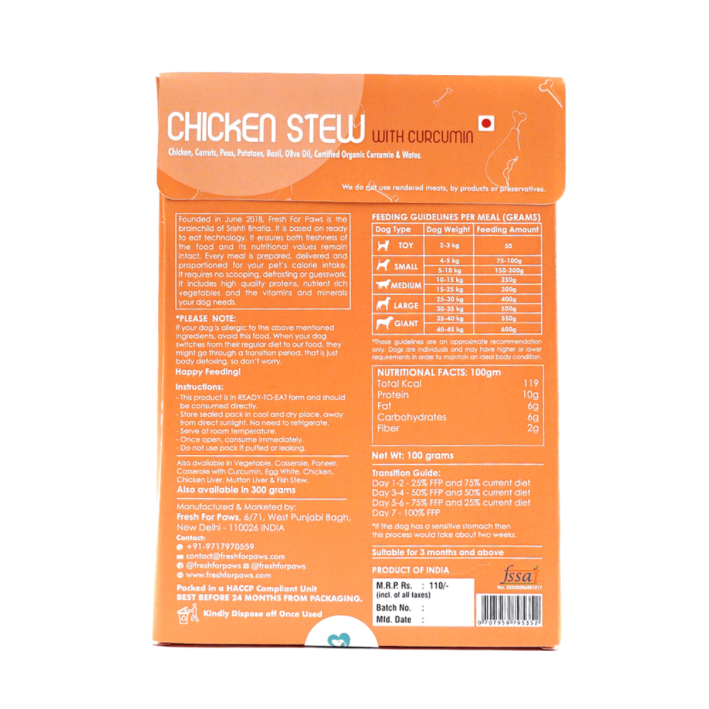 Fresh For Paws Chicken with Curcumin Wet Dog Food