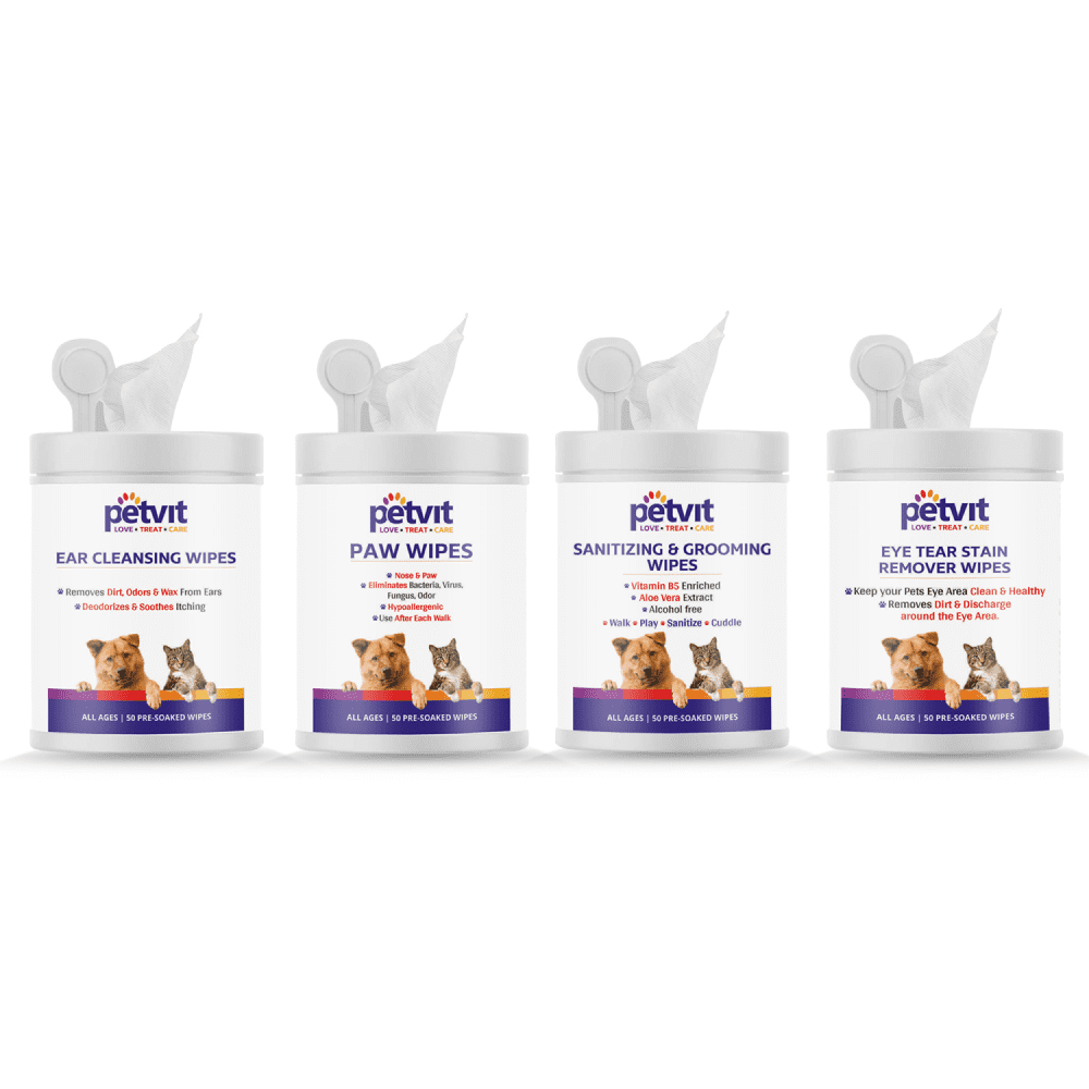 Petvit Combo Wipes for Dogs and Cats (Eye+Nose & Paw+Grooming+Ear)