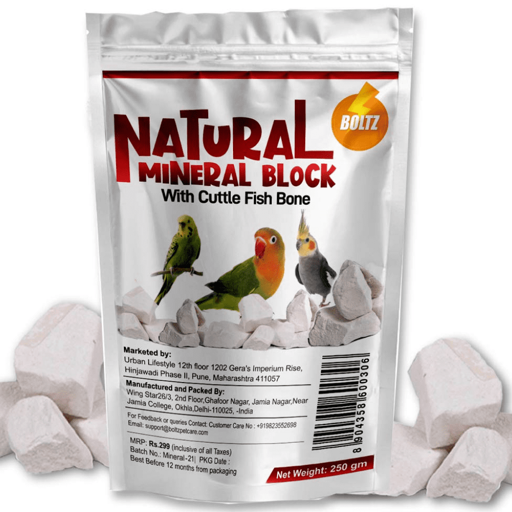 Boltz Natural Mineral Block with Cuttlefish Bone Chunks for Birds