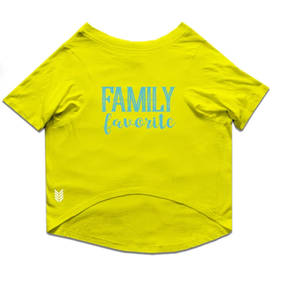 Ruse "Family Favourite" Printed Half Sleeves T-Shirt for Cats (Lemon Yellow)