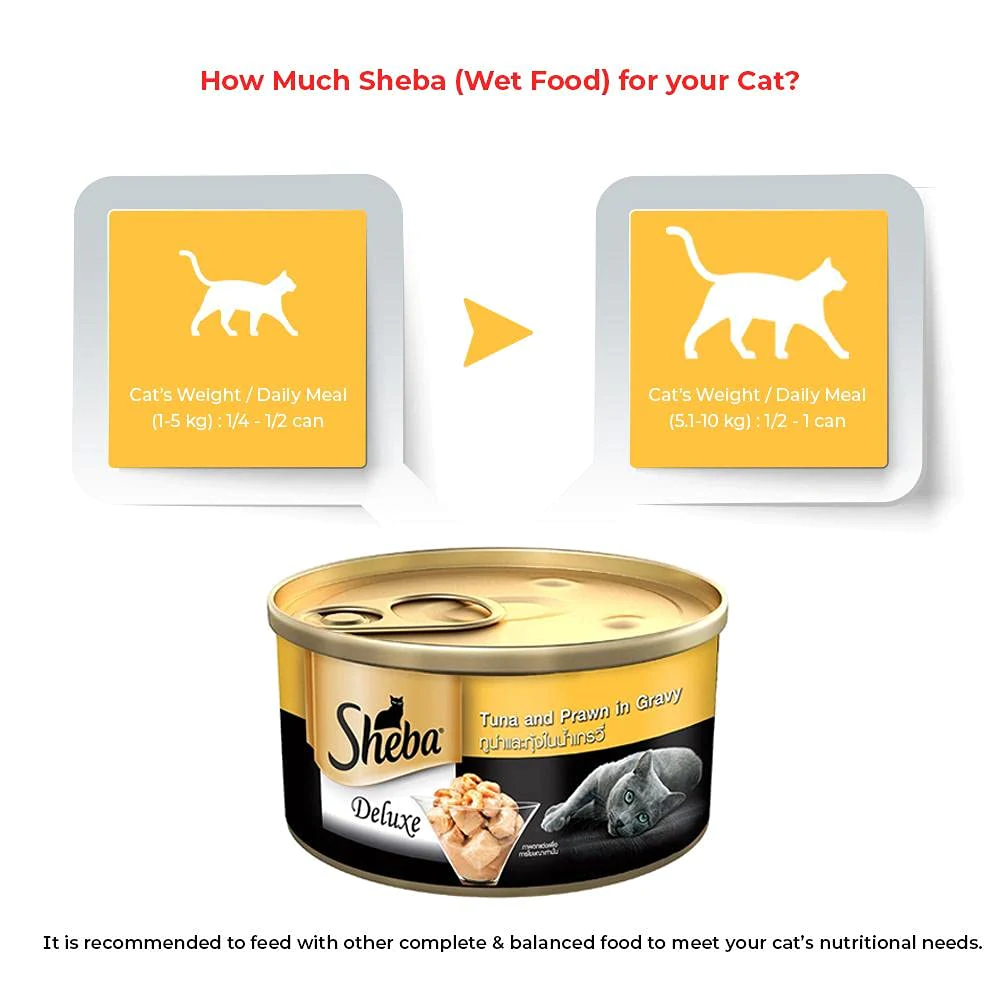Sheba Tuna Fillet & Whole Prawns in Gravy Premium Cat Wet Food