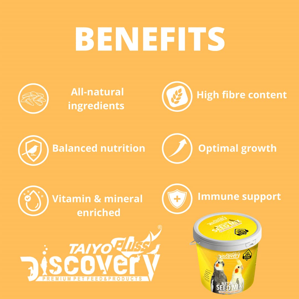 Taiyo Pluss Discovery Natural Seed Mix for Cockatiels Bird Food