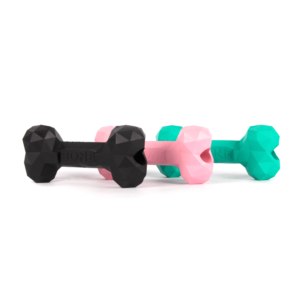 Barkbutler Chu the bone Treat Dispensing Toy (Pink) and Healing Leaf Hemp Peanut Butter for Dogs Combo