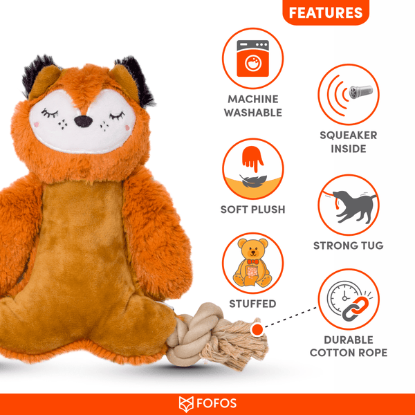 Barkbutler x Fofos Ropeleg Plush Bear Toy for Dogs | For Medium Chewers