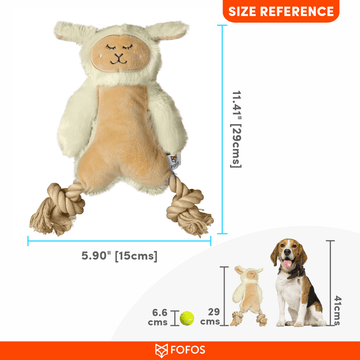 Fofos Ropeleg Plush Sheep Toy for Dogs | For Medium Chewers (White)